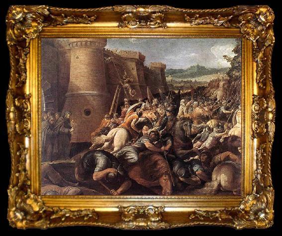 framed  GIuseppe Cesari Called Cavaliere arpino St Clare with the Scene of the Siege of Assisi, ta009-2